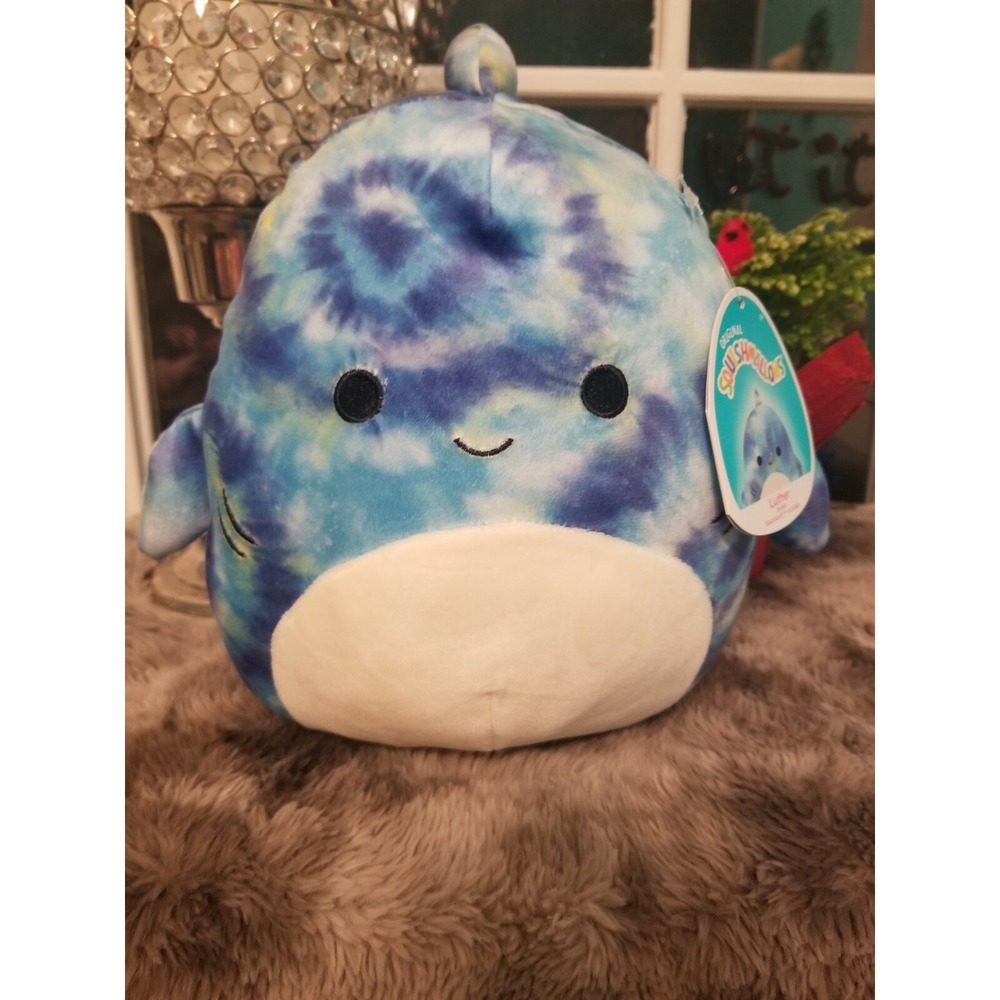 NWT Squishmallow 8" Luther the Blue Tie Dye Shark Sea Life Squad 2021